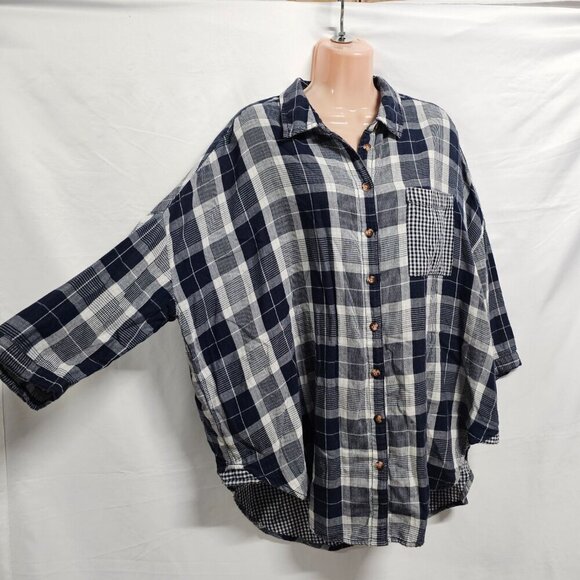 Anthropologie Pilcro The Bo Plaid Relaxed Top Blouse Shirt Size M/L - Picture 6 of 16